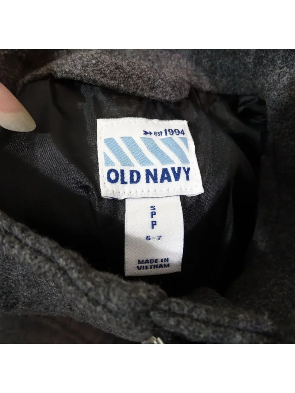 Old Navy Boys Wool Blend Full Zip Jacket Gray Size S 6-7 Pockets High Neck